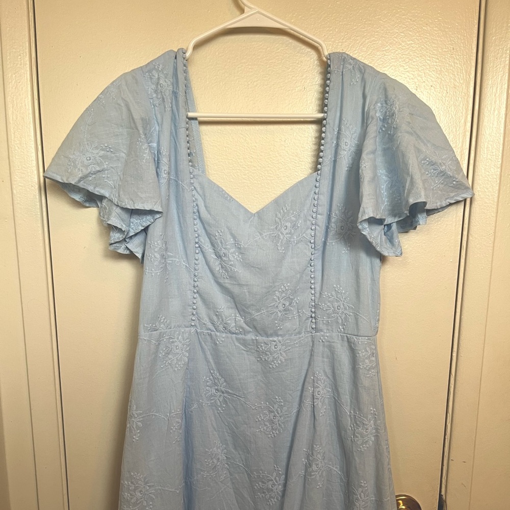 Shein Flutter sleeve blue midi dress Size M NWOT